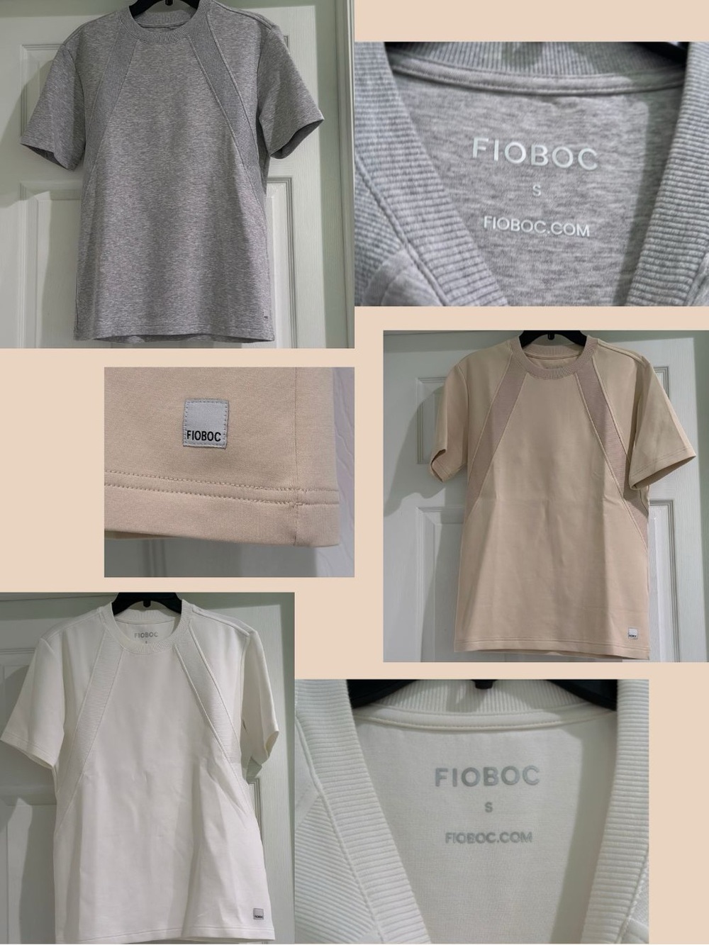 3 Men’s Fioboc Crewneck Short Sleeve Shirt — Gray / Beige / White